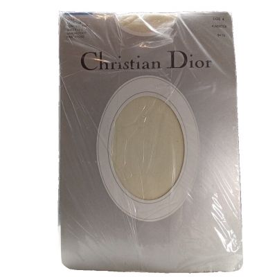 Christian Dior Control Top Pantyhose Sheer Sandalfoot Sheer Leg Alabaster Sz 4